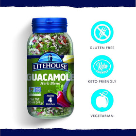 Litehouse Guacamole Seasoning ingredients close-up showing cilantro, garlic, and spices for bold flavor variety.