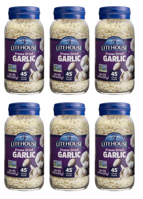 Litehouse Organic Freeze Dried Garlic jar on a counter, ready to season.