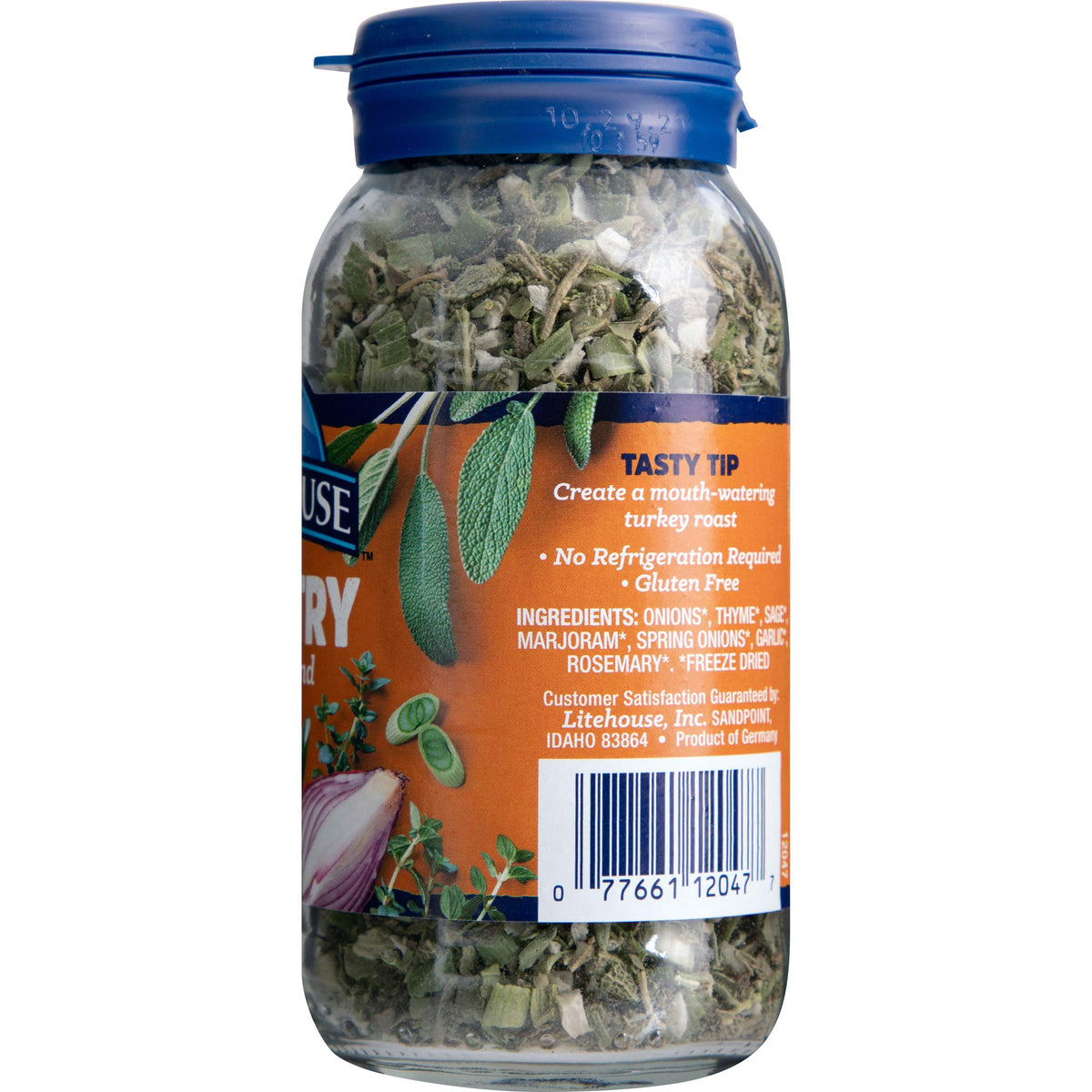 Litehouse Salad Dressing Herb Blend bottle, elevating salads with bright aroma.