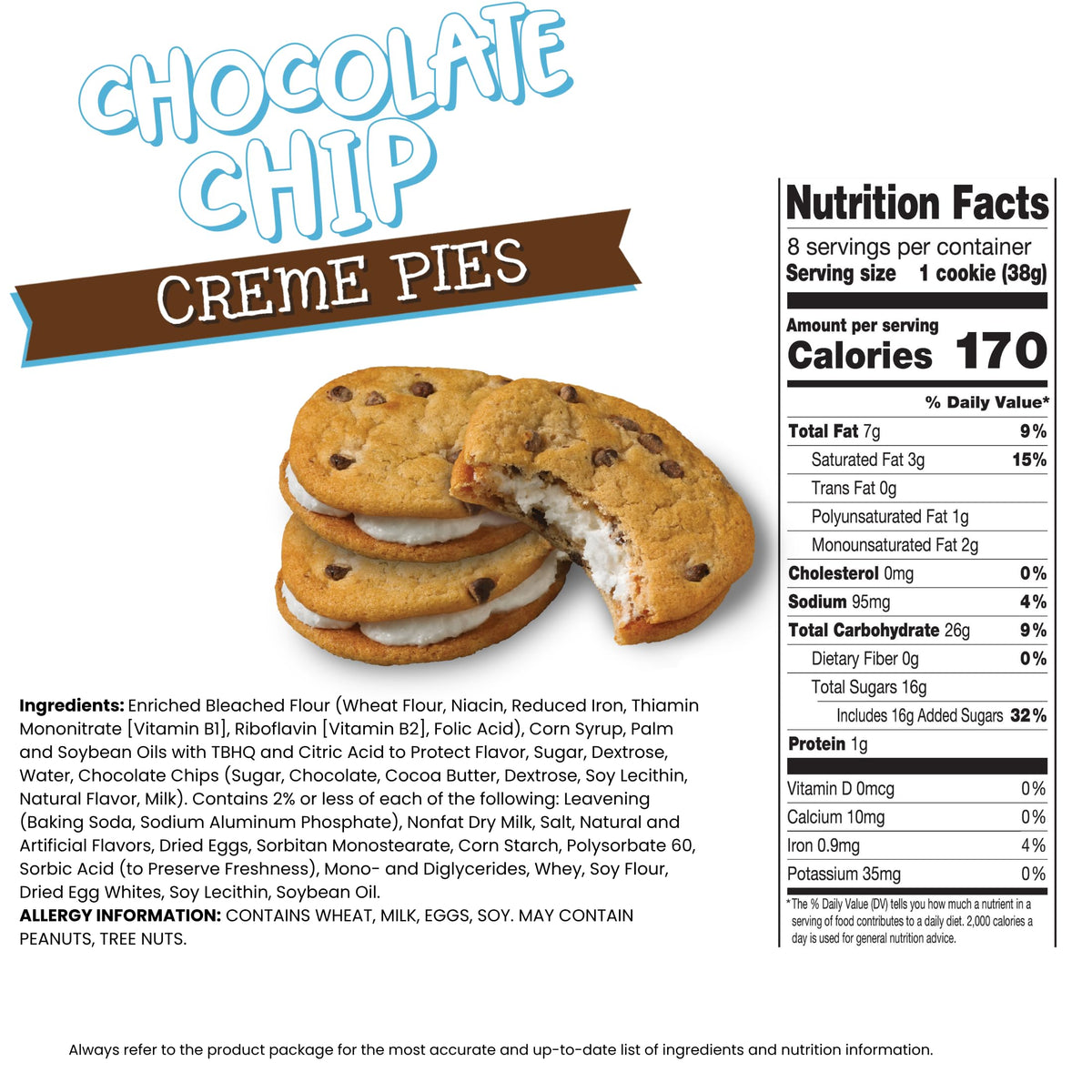 Little Debbie Creme Pies with creamy filling and chocolate chips for a soft bite.