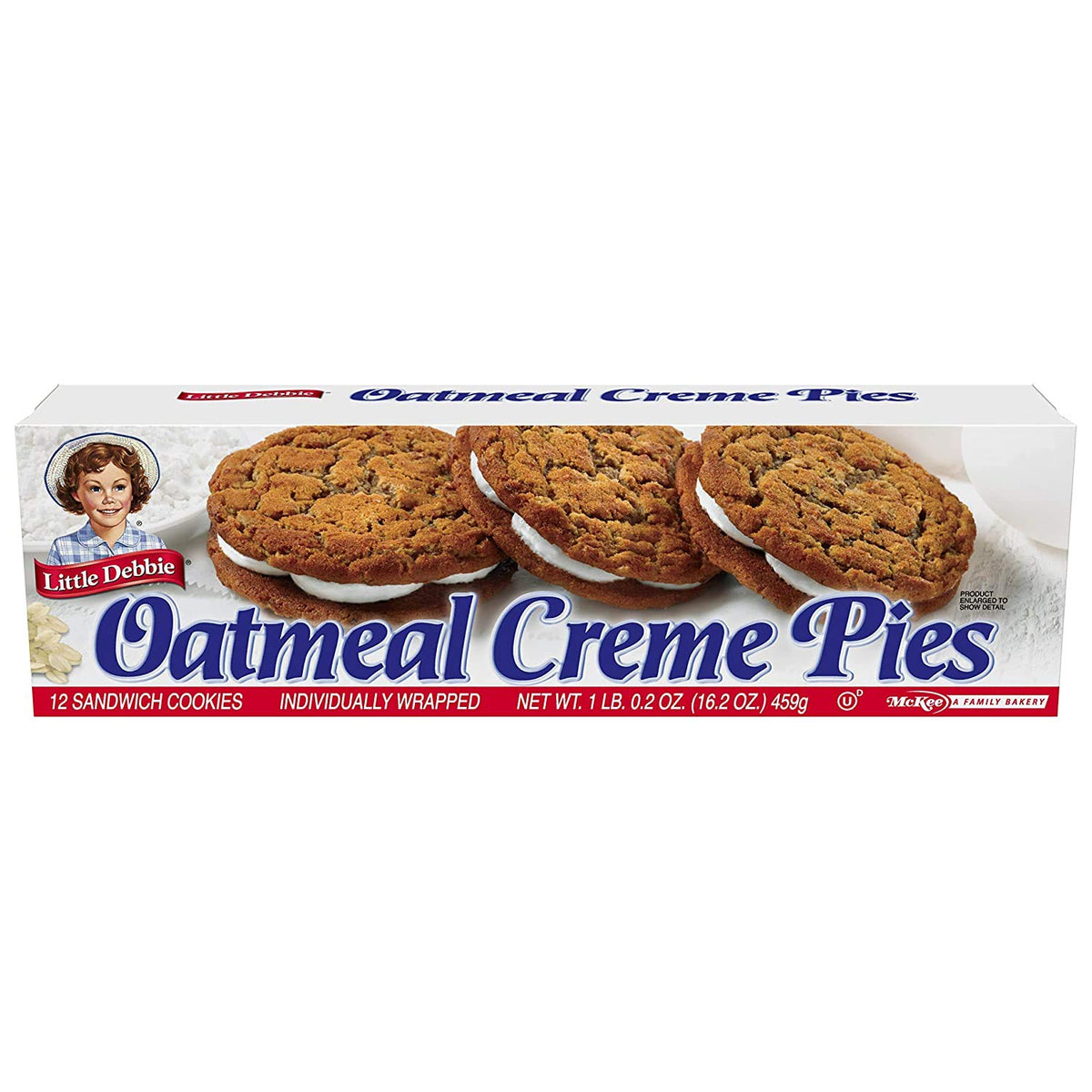 Little Debbie Oatmeal Creme Pies box making soft lunchbox treats.