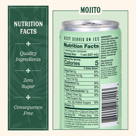 Little Saints mojito ingredients mint and lime on label convey fresh flavor
