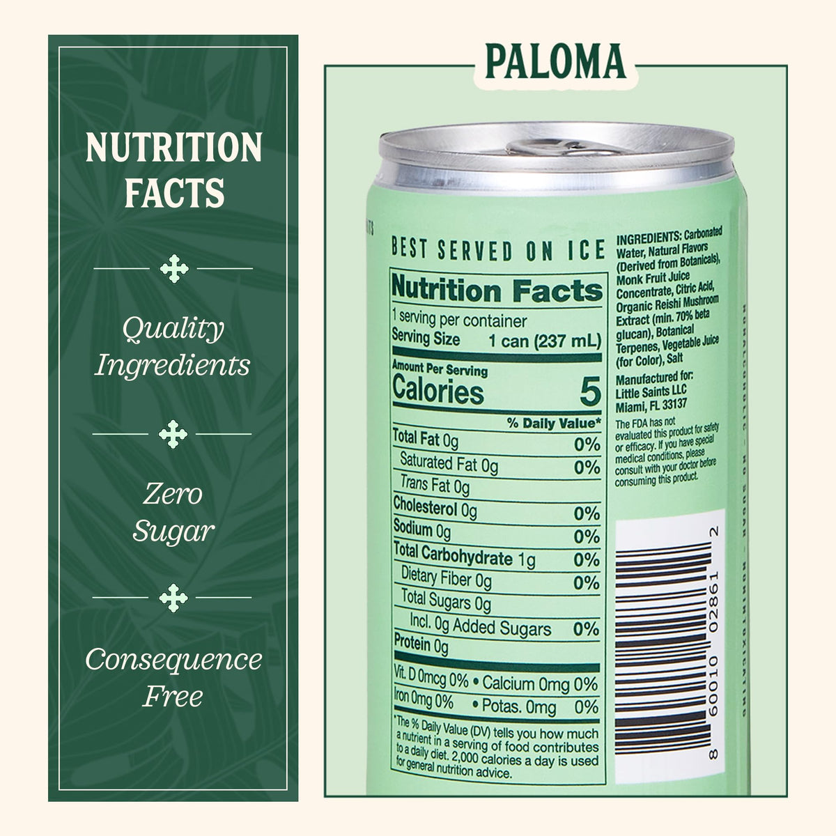Little Saints Paloma 12-pack cans displayed, convenient calorie-conscious choice.