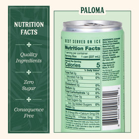 Little Saints Paloma 12-pack cans displayed, convenient calorie-conscious choice.