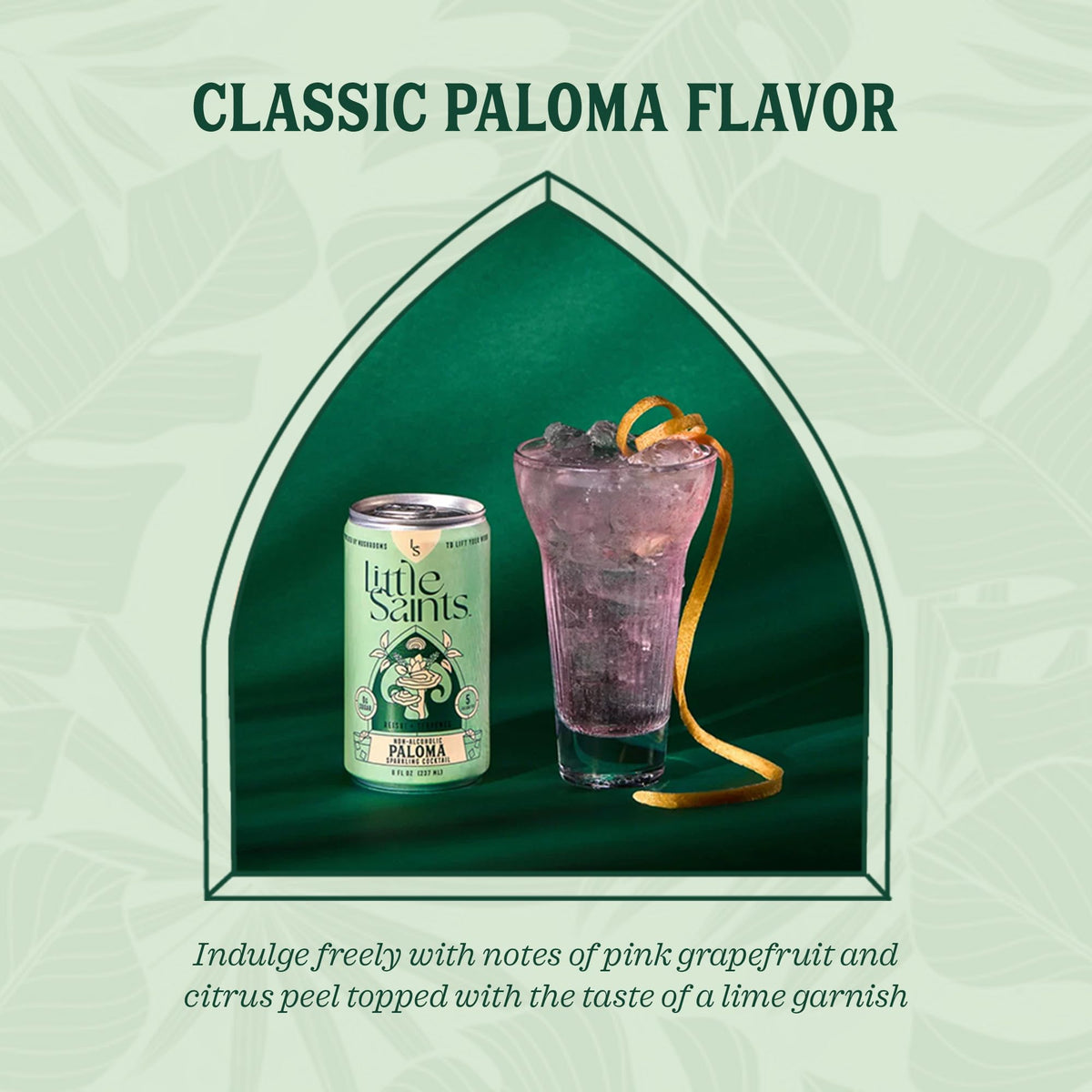 Little Saints Paloma pink grapefruit closeup, bright citrus flavor.