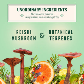 Ingredients map highlights reishi mushroom and natural botanical terpenes