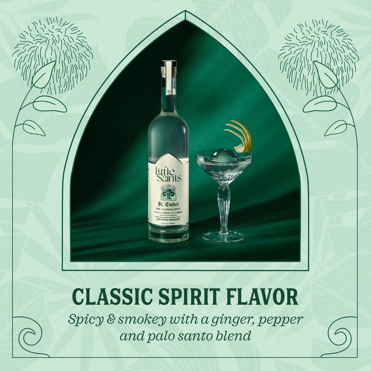 Little Saints St. Ember smoky aroma swirls, signaling mezcal-inspired depth.