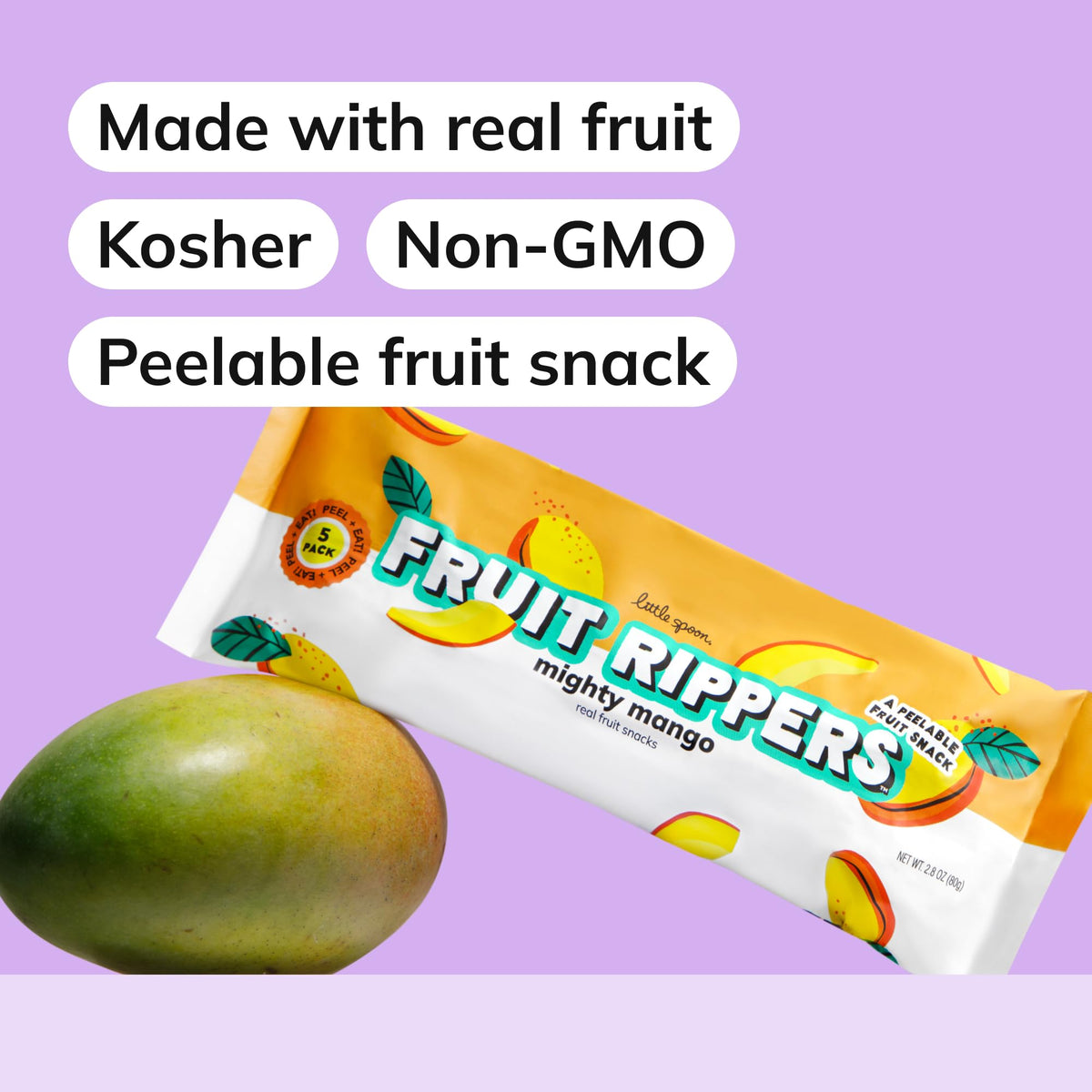 Little Spoon Mighty Mango single-serve pouch ready for travel snacking.