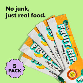 Little Spoon Mighty Mango Non-GMO badge signals clean snack choice.