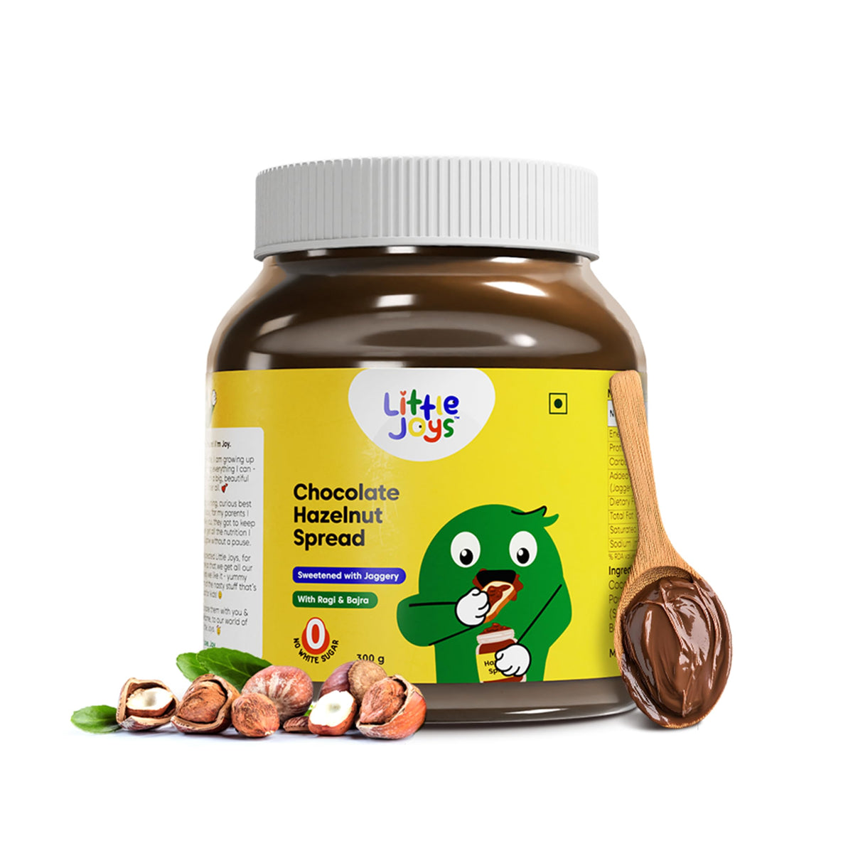 Little Joys chocolate spread jar with rich hazelnut and cocoa, ideal for breakfast.