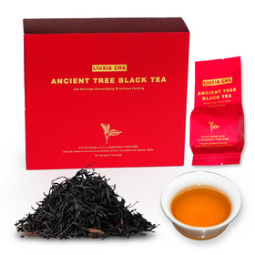 LIUXIA CHA Yunnan ancient-tree black tea pack close-up for gifting and daily savor