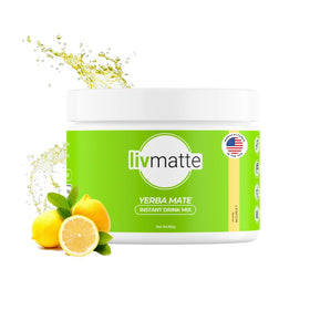 LIV MATTE Yerba Mate Instant Tea Lemon pack shot showing sugar-free option