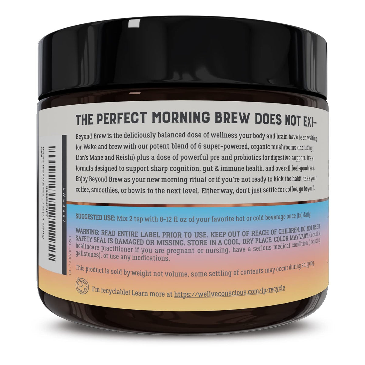 Gut-health visual for Beyond Brew showing prebiotics and probiotics