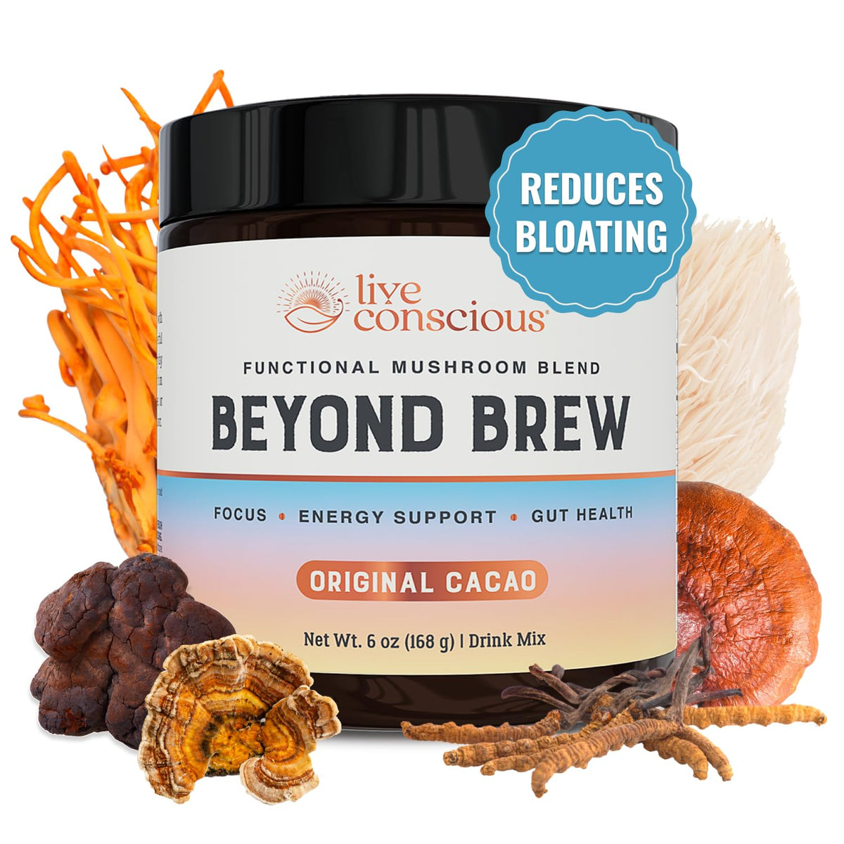 Live Conscious Beyond Brew packaging view for a premium coffee alternative