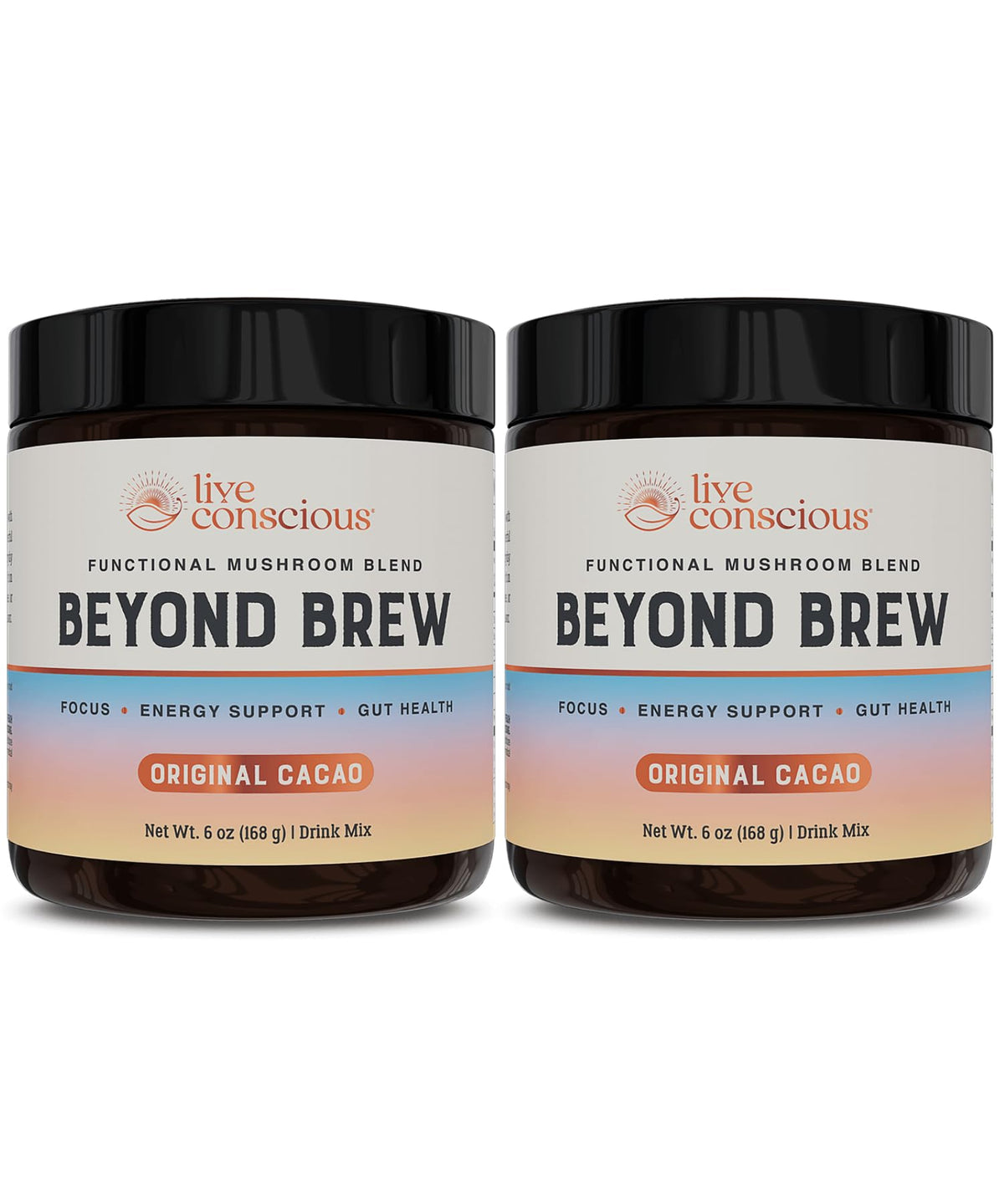 Live Conscious Beyond Brew two-pack tub, convenient morning ritual with low caffeine