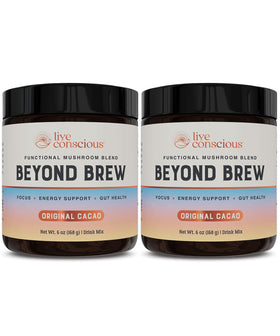 Live Conscious Beyond Brew two-pack tub, convenient morning ritual with low caffeine
