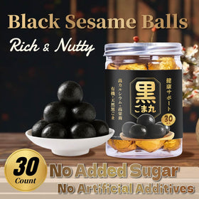 LIVEEN Black Sesame Ball cross-section shows eight natural ingredients and rich flavor.