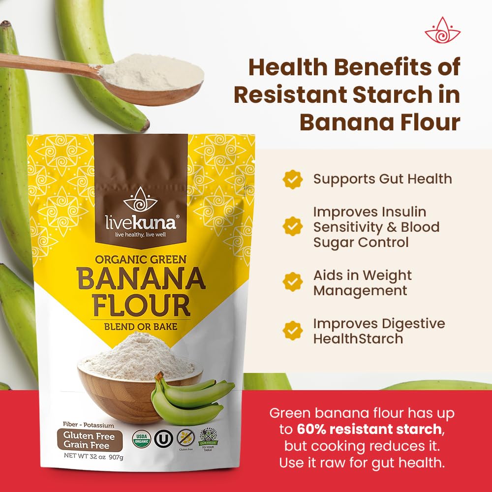LiveKuna Banana Flour in bread dough highlights easy substitution for wheat-free recipes.
