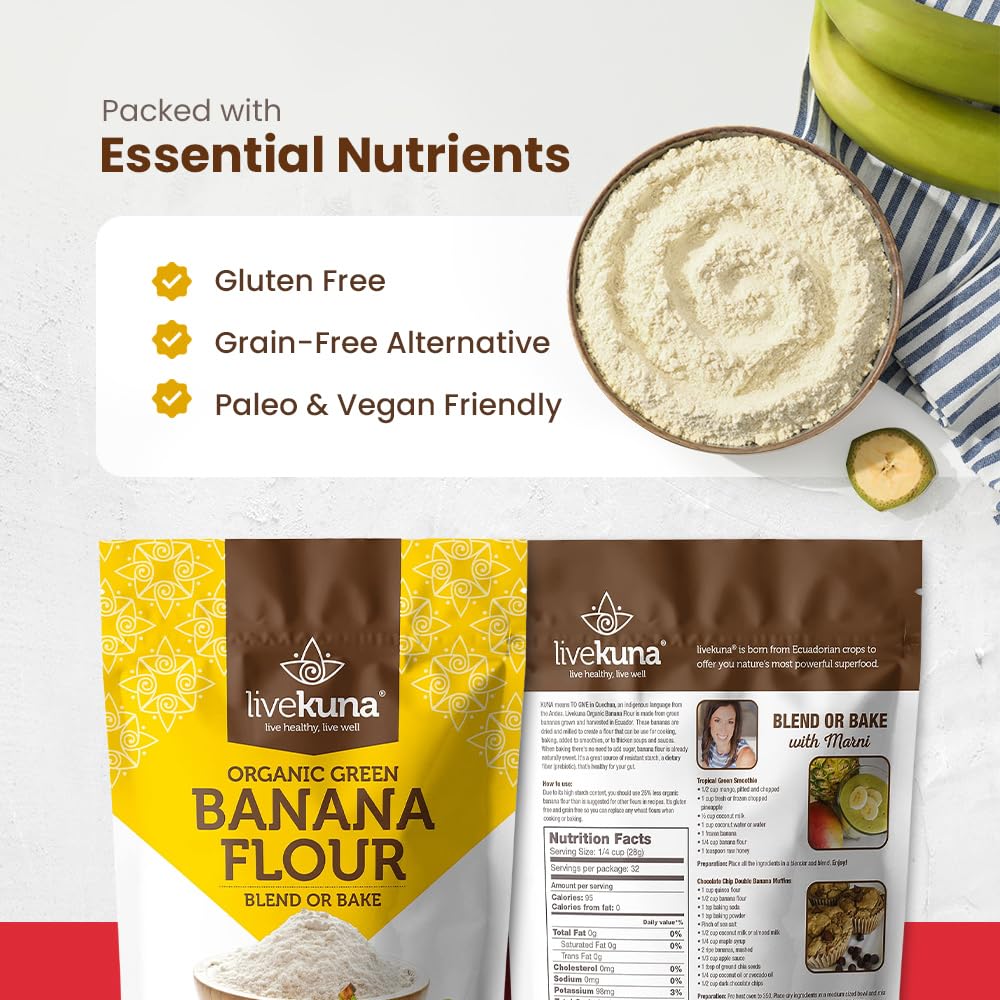LiveKuna Banana Flour used in pancakes demonstrates light, fluffy results.