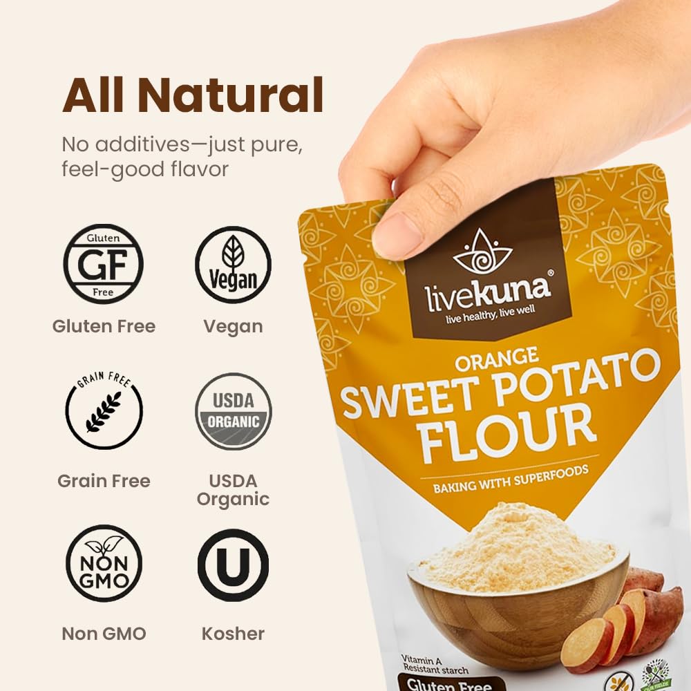 Close-up of LiveKuna gluten-free baking flour ideal for moist cakes.