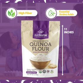 LiveKuna Quinoa Flour being whisked into batter for pancakes.