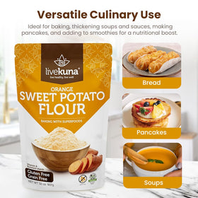 LiveKuna orange sweet potato flour used to thicken soups and sauces.