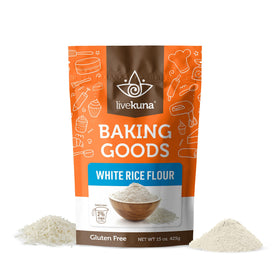 LiveKuna white rice flour packshot for gluten-free baking and everyday cooking