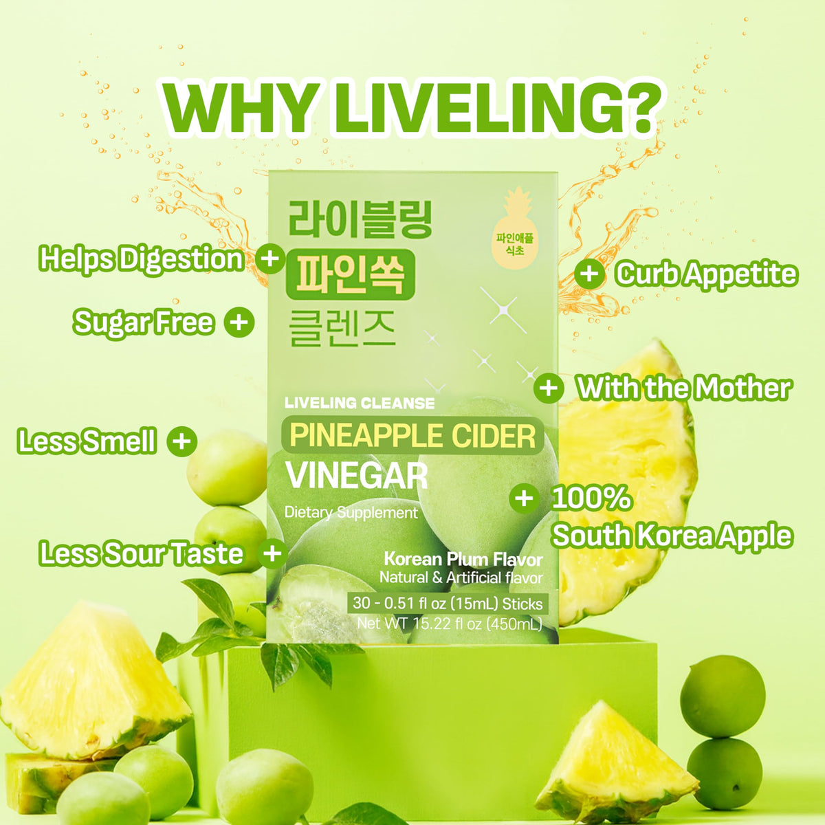 LIVELING 3-in-1 ACV Shot in Korean-Plum flavor for convenient wellness on the move.