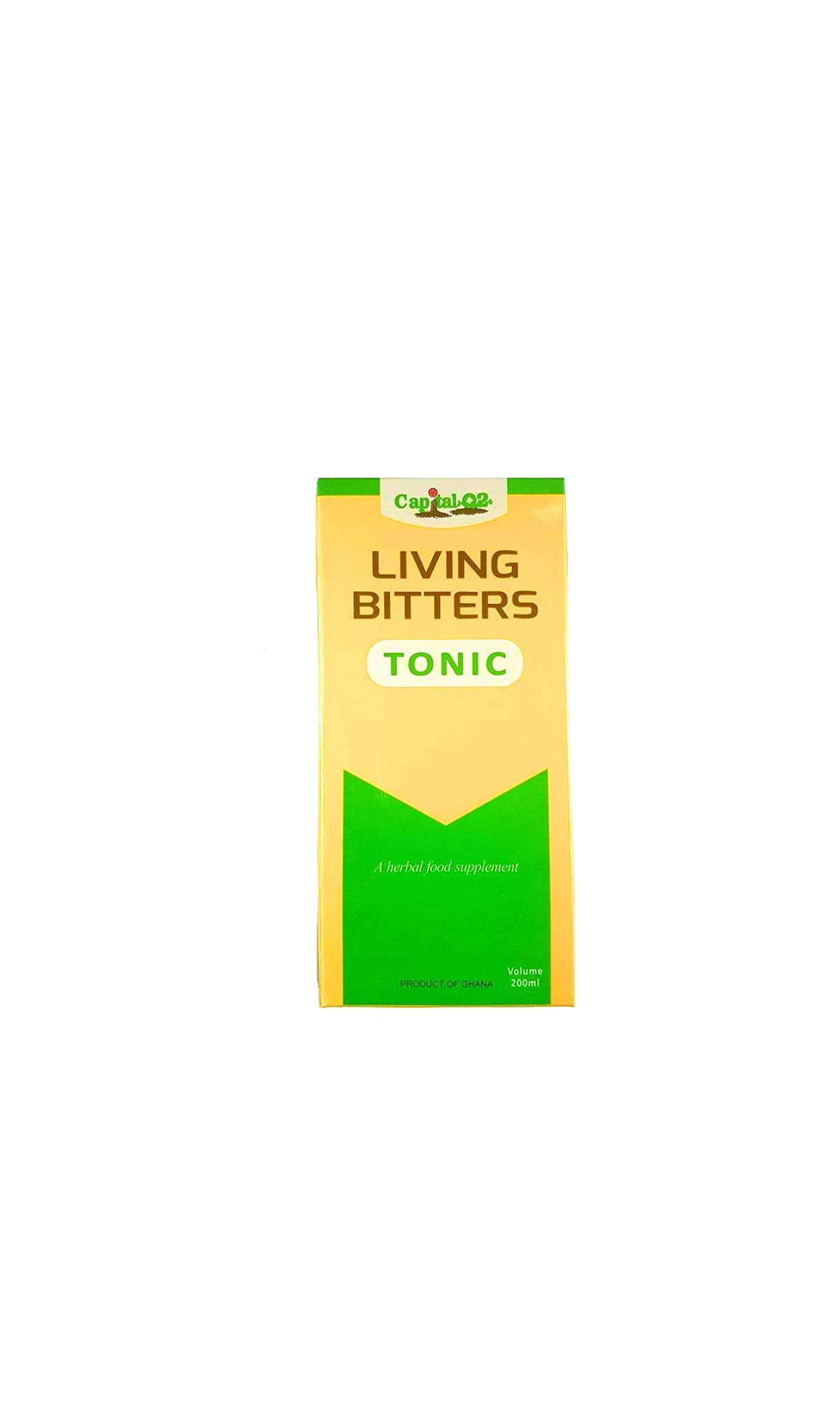Living Bitters Tonic label detail emphasizes natural formula and health-forward intent