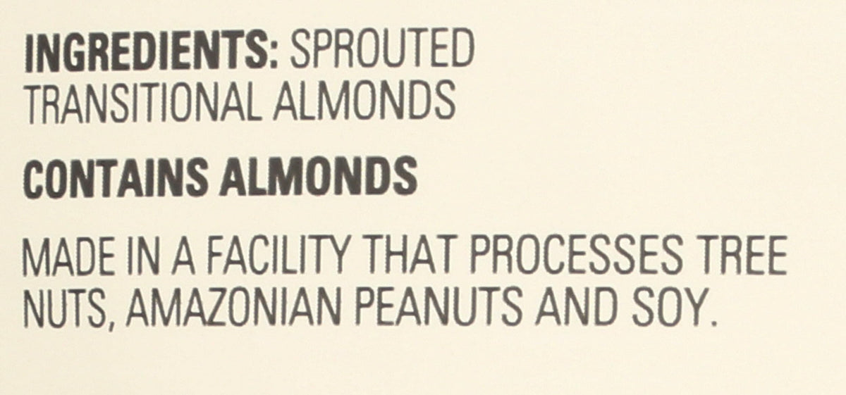 Living Intentions unsalted sprouted almonds close-up, natural flavor.