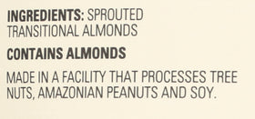 Living Intentions unsalted sprouted almonds close-up, natural flavor.