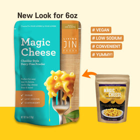 Living Jin Mac and Cheese with vegan cheese sauce for creamy comfort