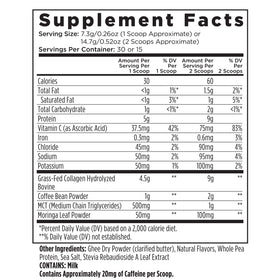 Livingood Daily nutrition panel highlights grass-fed collagen and GMO-free ingredients.
