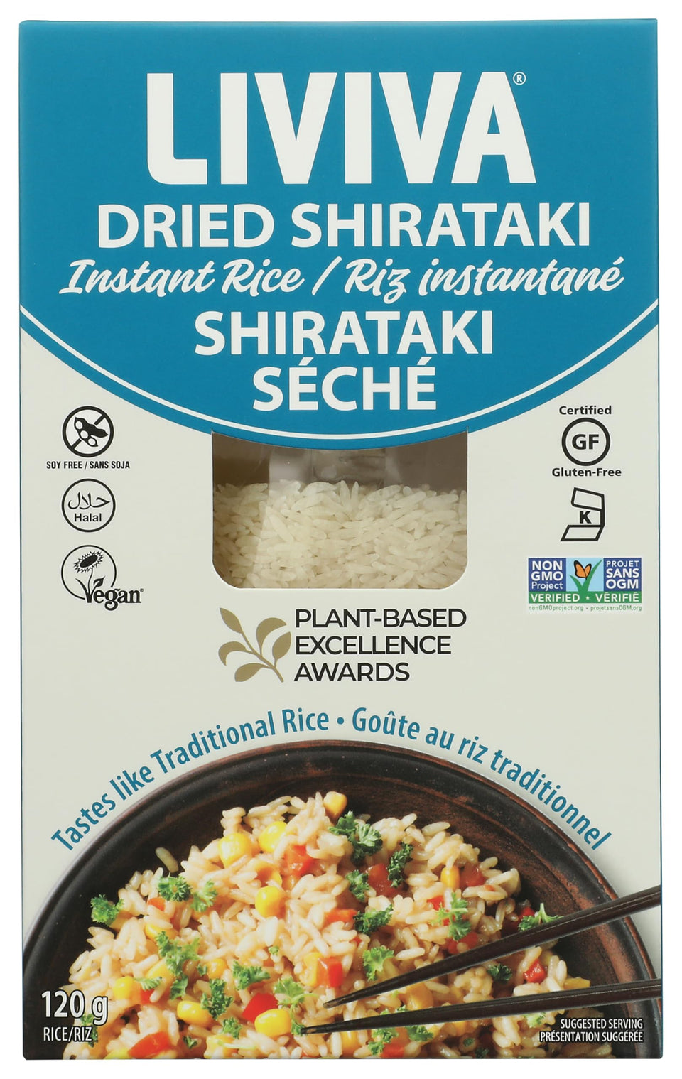 LIVIVA dried shirataki konjac noodles, rice substitute, keto-friendly and low-calorie