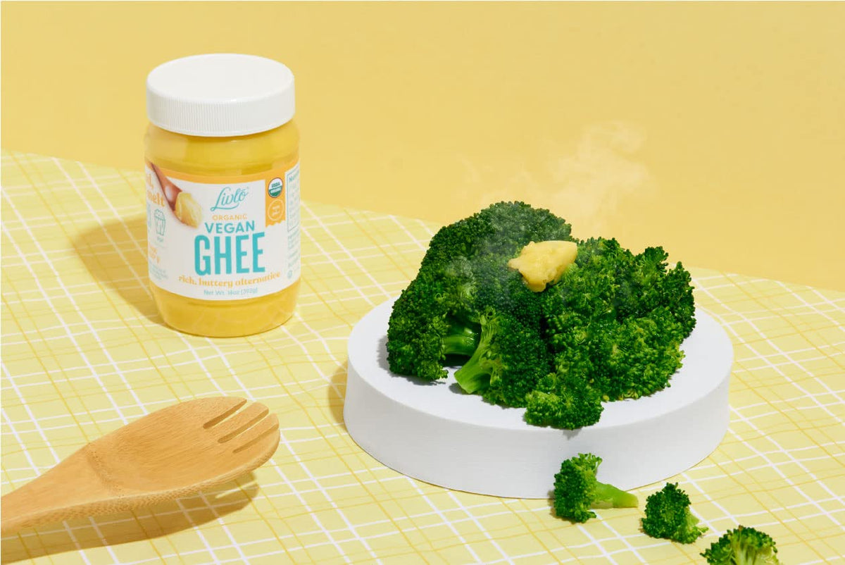 LIVLO Vegan Ghee melted over popcorn for a dairy-free buttery finish.