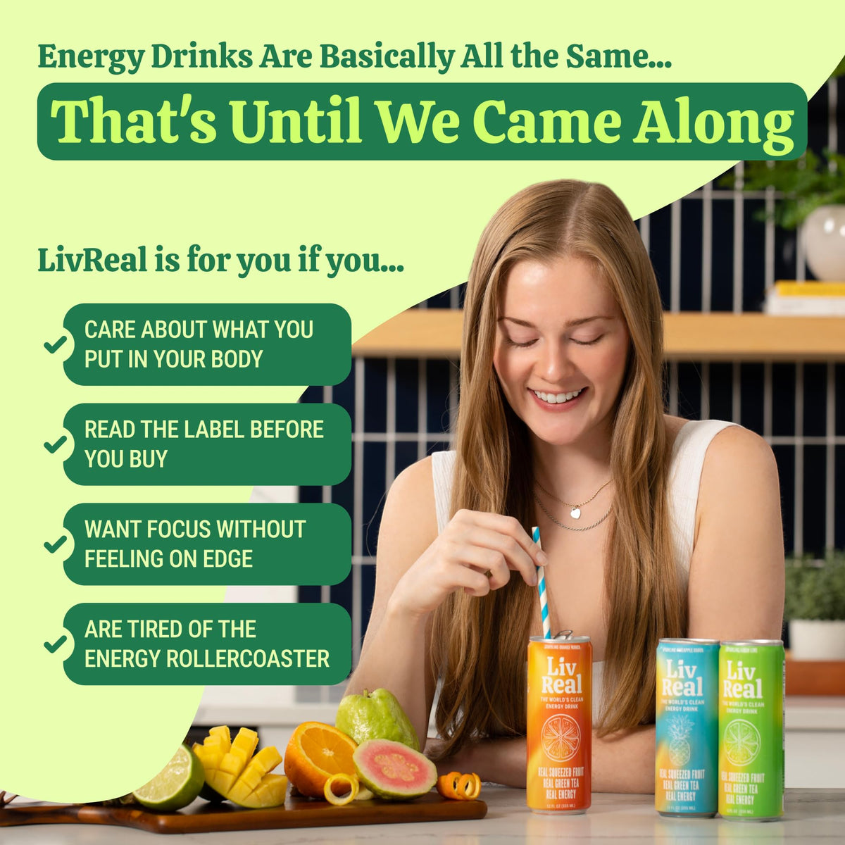 Sparkling bubbles in Liv Real drink for refreshing hydration and energy uplift.