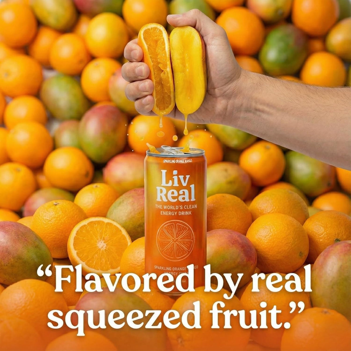 Close-up of Liv Real ingredients label highlighting real fruit and vitamins.