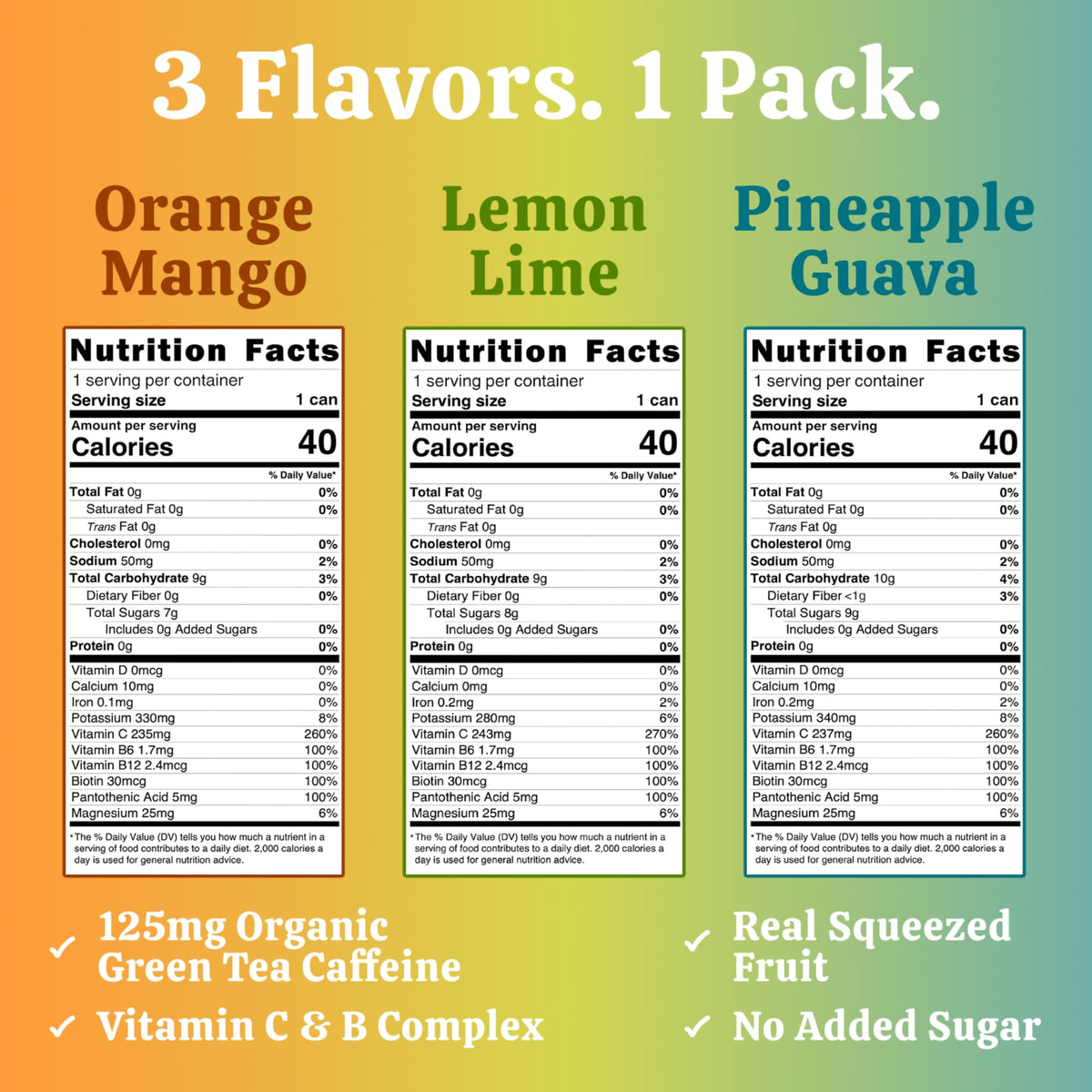 Liv Real Clean Energy Variety Pack on display with three real fruit flavors.