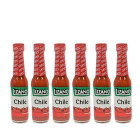 Lizano Chile 64g six-pack, extra spicy sauce bottle close-up—ideal for bold tacos