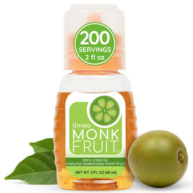 llinea Monk Fruit Drops bottle closeup showing pure, zero-calorie sweetness