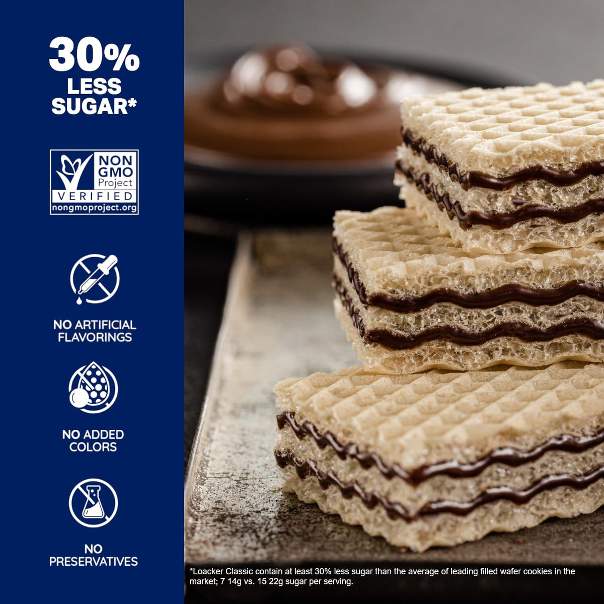 Loacker Classic Chocolate Wafers use sustainability-focused cocoa from Ecuador.