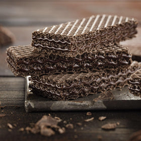 Twelve-pack display of Loacker Classic Double Choc wafers