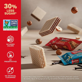 Loacker Minis vanilla wafer pack with Madagascar vanilla notes