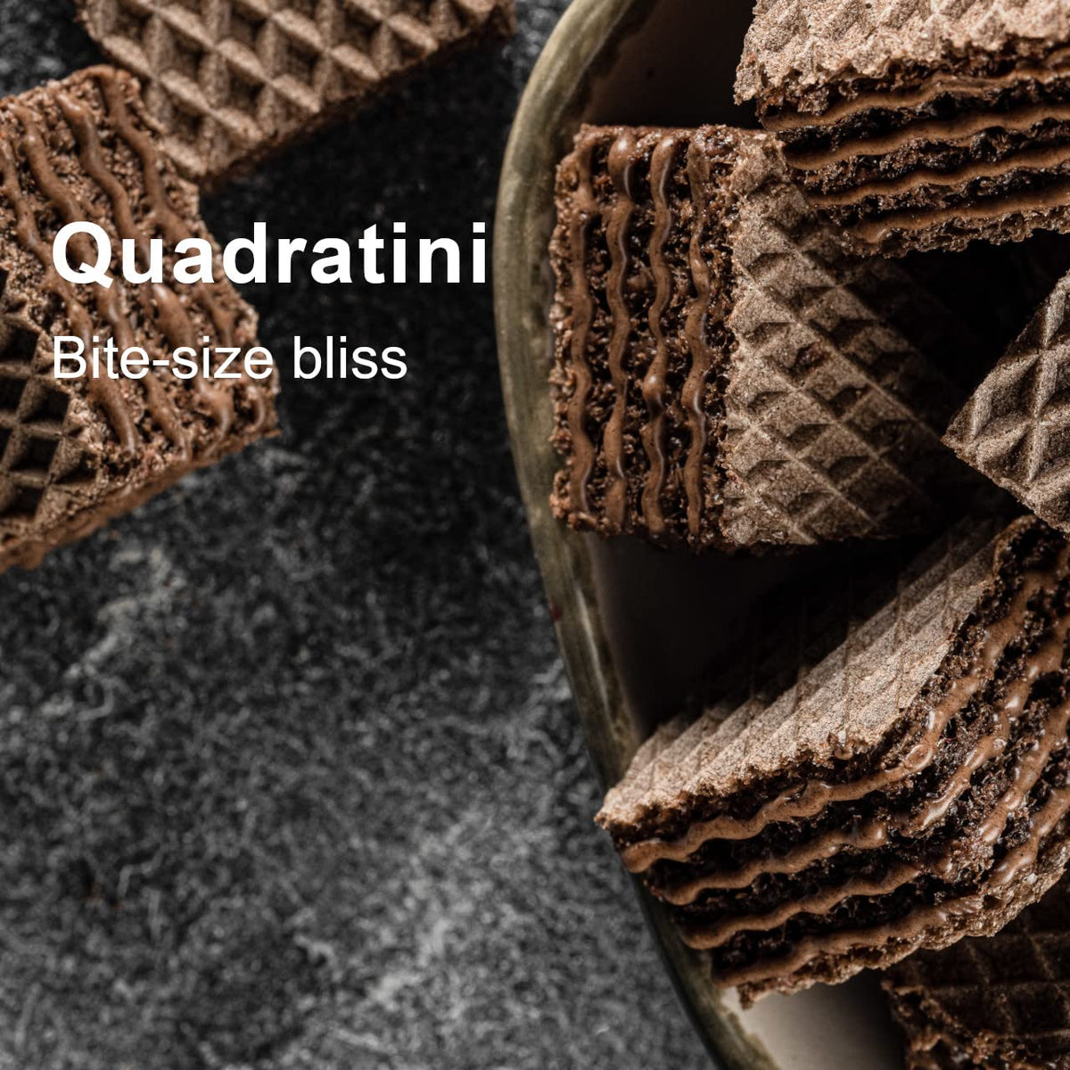 Loacker Quadratini Double Choc close-up shows creamy chocolate filling