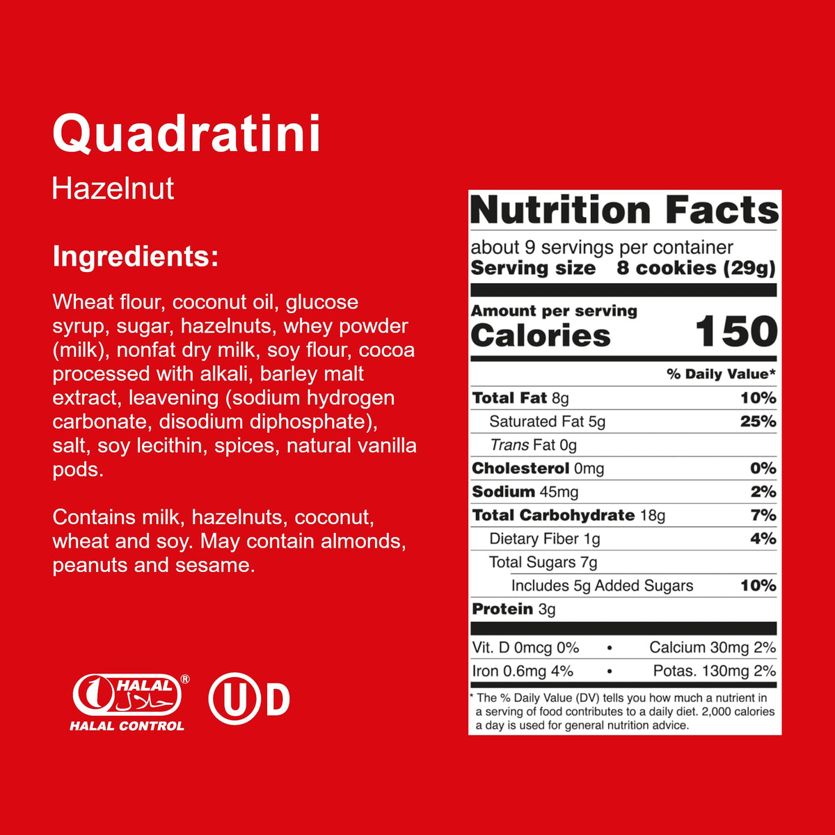 Loacker Quadratini hazelnut ingredients origin highlights sustainability and traceability.