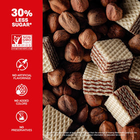 Loacker Quadratini hazelnut wafers resealable pouch helps keep cookies fresh and crispy.