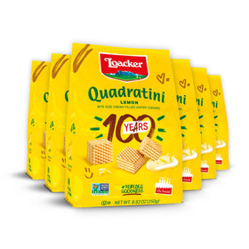 Loacker Quadratini Lemon Bites 6-pack—crispy wafers for sharing at events.