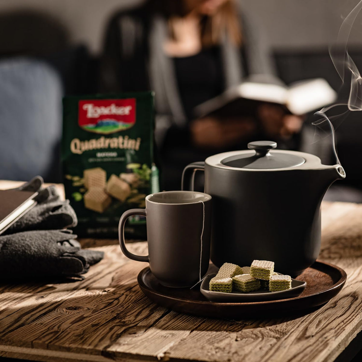 Loacker Quadratini Matcha gift-ready packaging for holidays or sharing.
