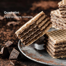 Loacker Quadratini chocolate wafers, classic and crunchy for snacking.