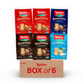 Loacker Quadratini vanilla wafers, light sweetness for a quick treat.